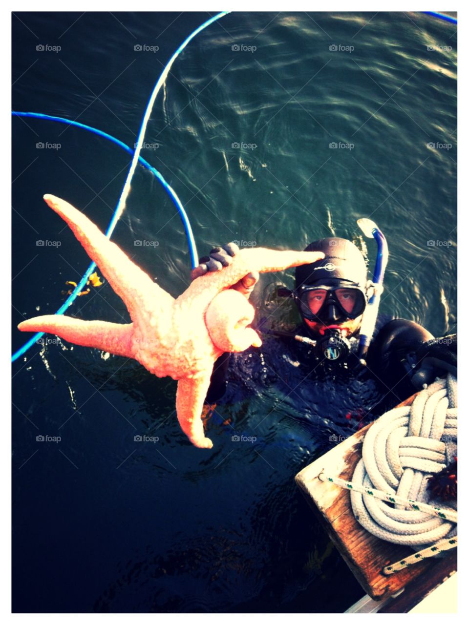 Scuba Dive Inside Passage. Sailing break Inside Passage Canada. Looked great for diving. Found starfish & sea cucumbers. 