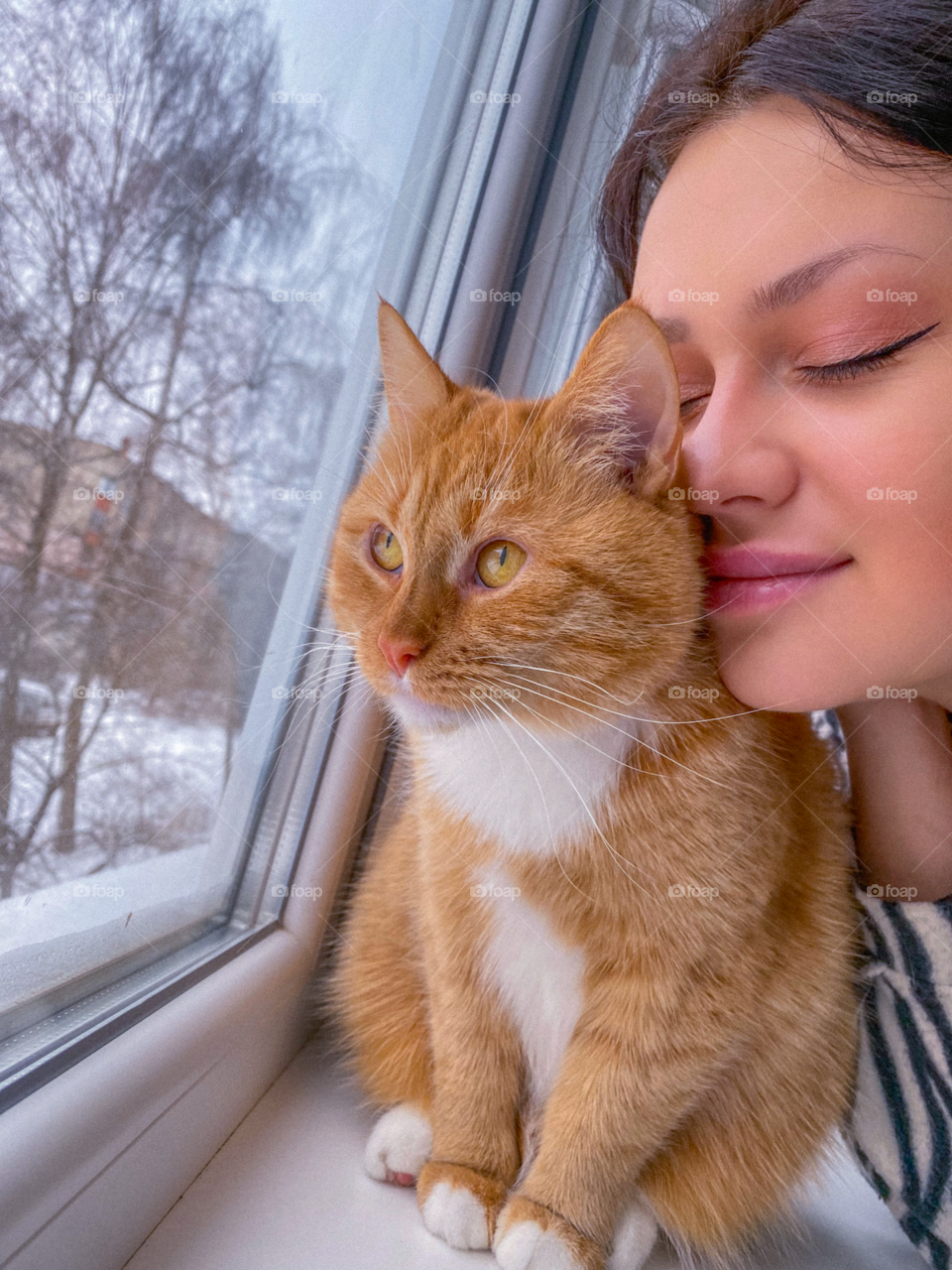 Red cat and girl 