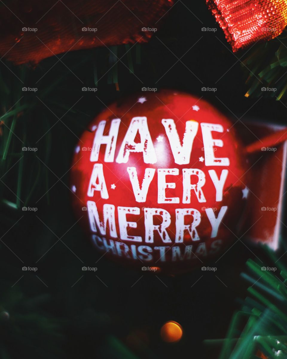 hanging christmas decoration with wording