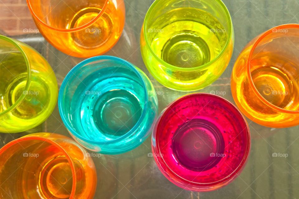 Colorful plastic glass