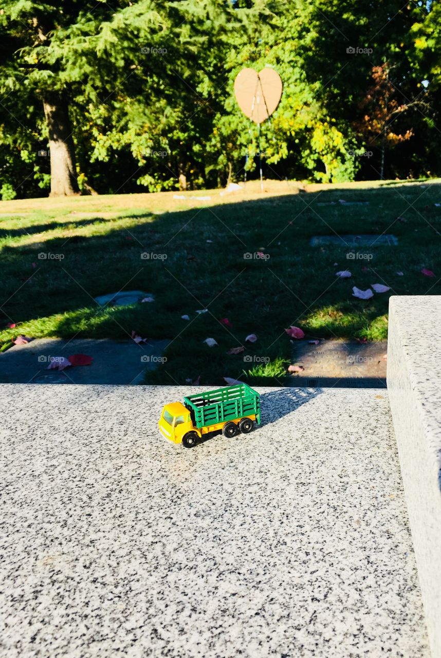 Toy offering, Mt Calvary Catholic Cemetery, Portland, OR