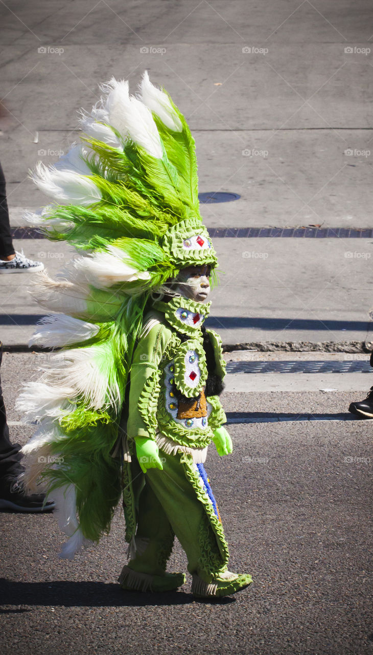 Little boy Mardi Gras Indian 