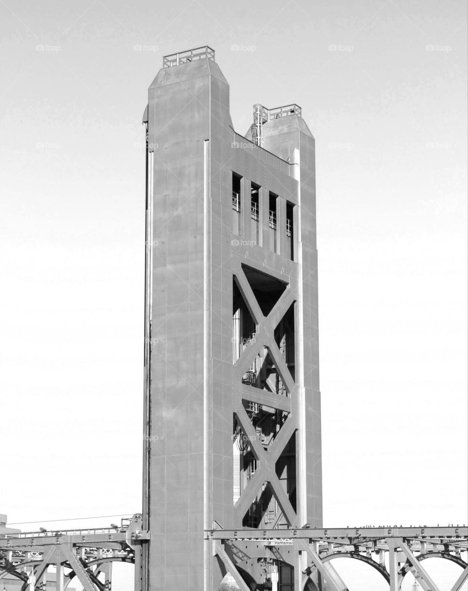 architecture of a black and white bridge in the city of Sacramento California