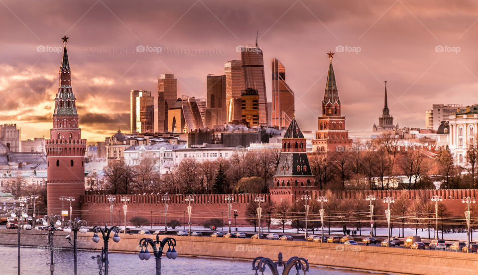 Moscow City And Kremlin