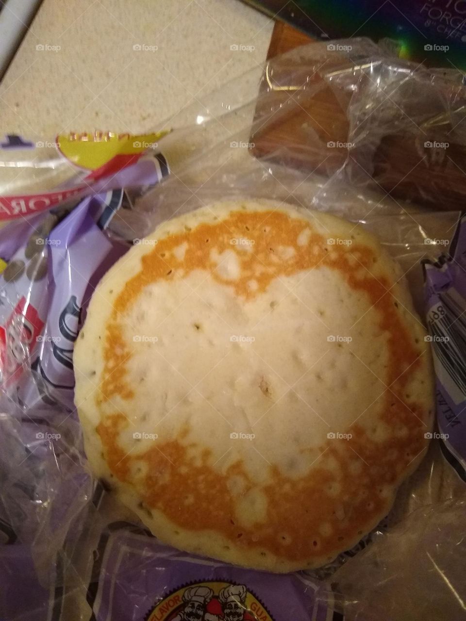 A blueberry pancake 🥞 with a 💙 . How sweet💜!