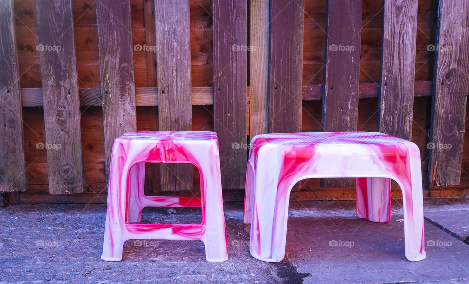Pink stools at outdoors