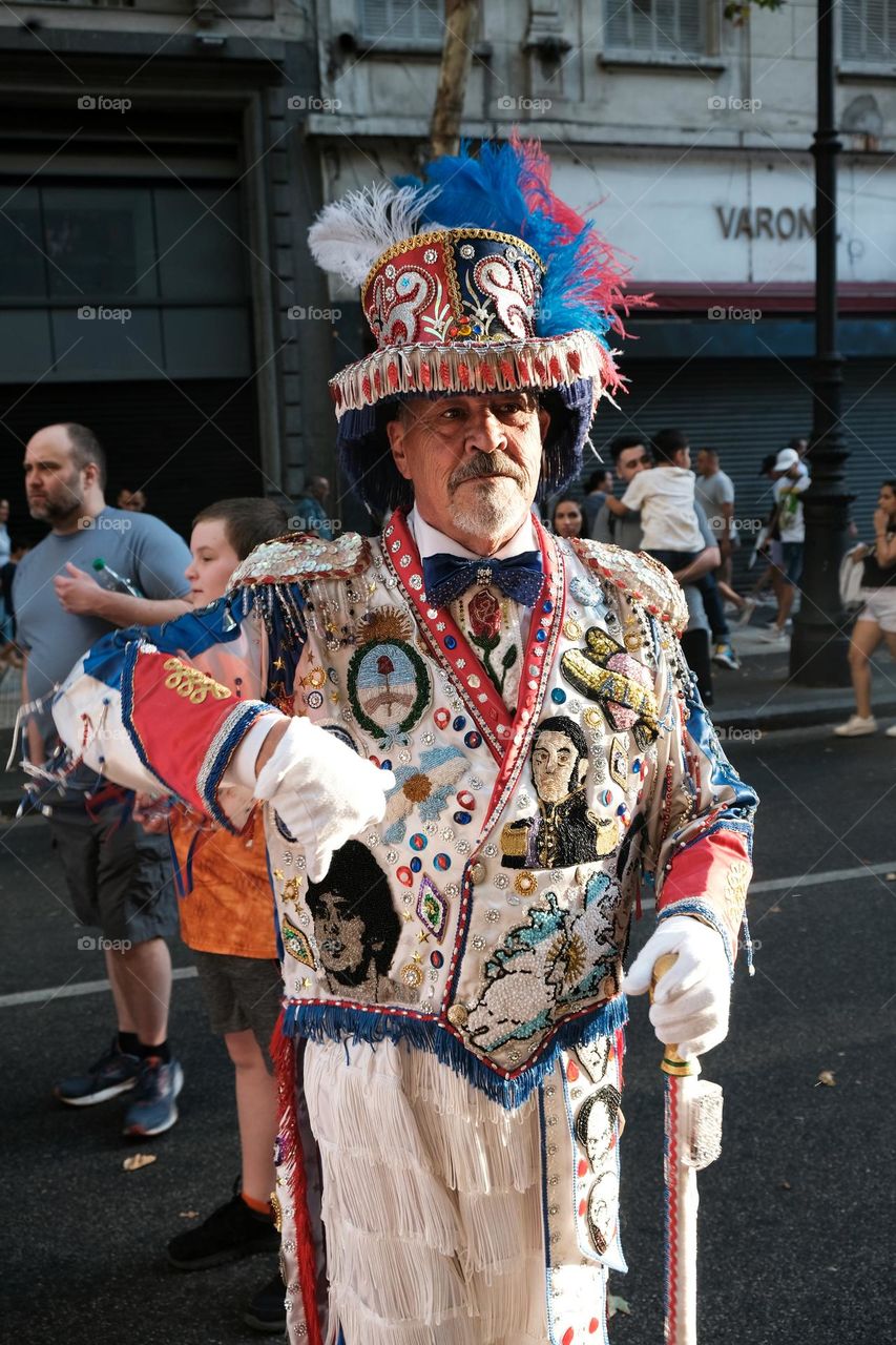 Buenos-Aires, 22.02.2022: Participants of carnival in Buenos-Aires on the street