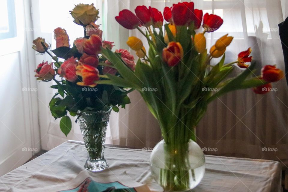 Spring floweres in vase