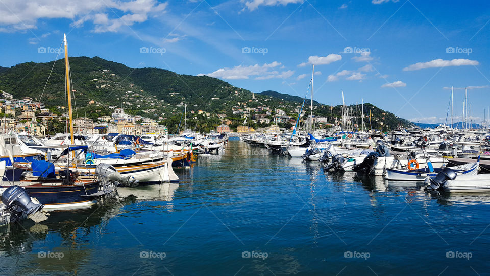 Harbor in Rapallo in Italy