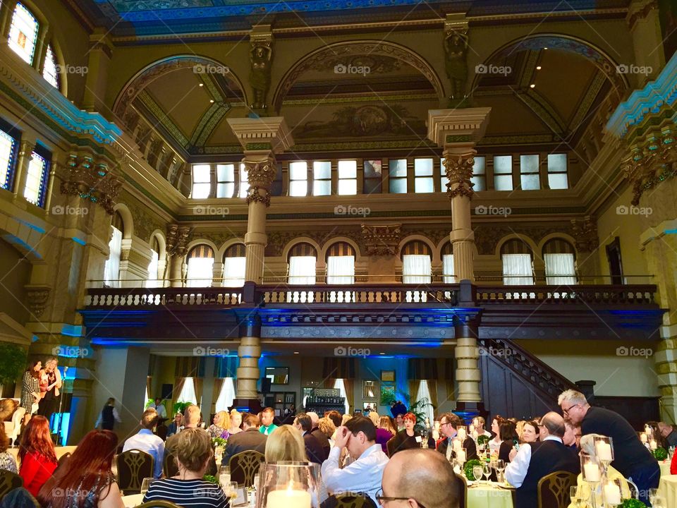 Banquet at landmark venue in Milwaukee. Dining at a banquet in a landmark building in Milwaukee Wisconsin