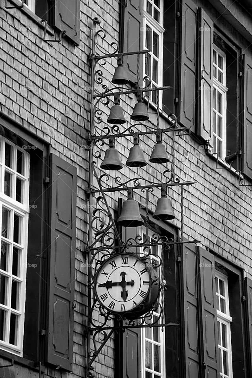 Clock with bells