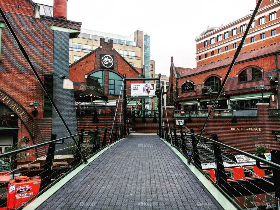 Birmingham canals.  Brindleyplace bridge. 