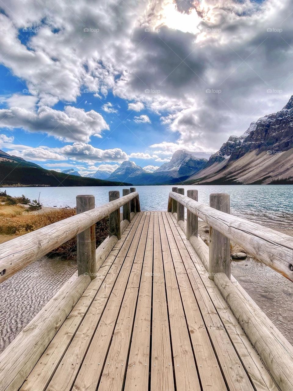 Mountain view from a bridge