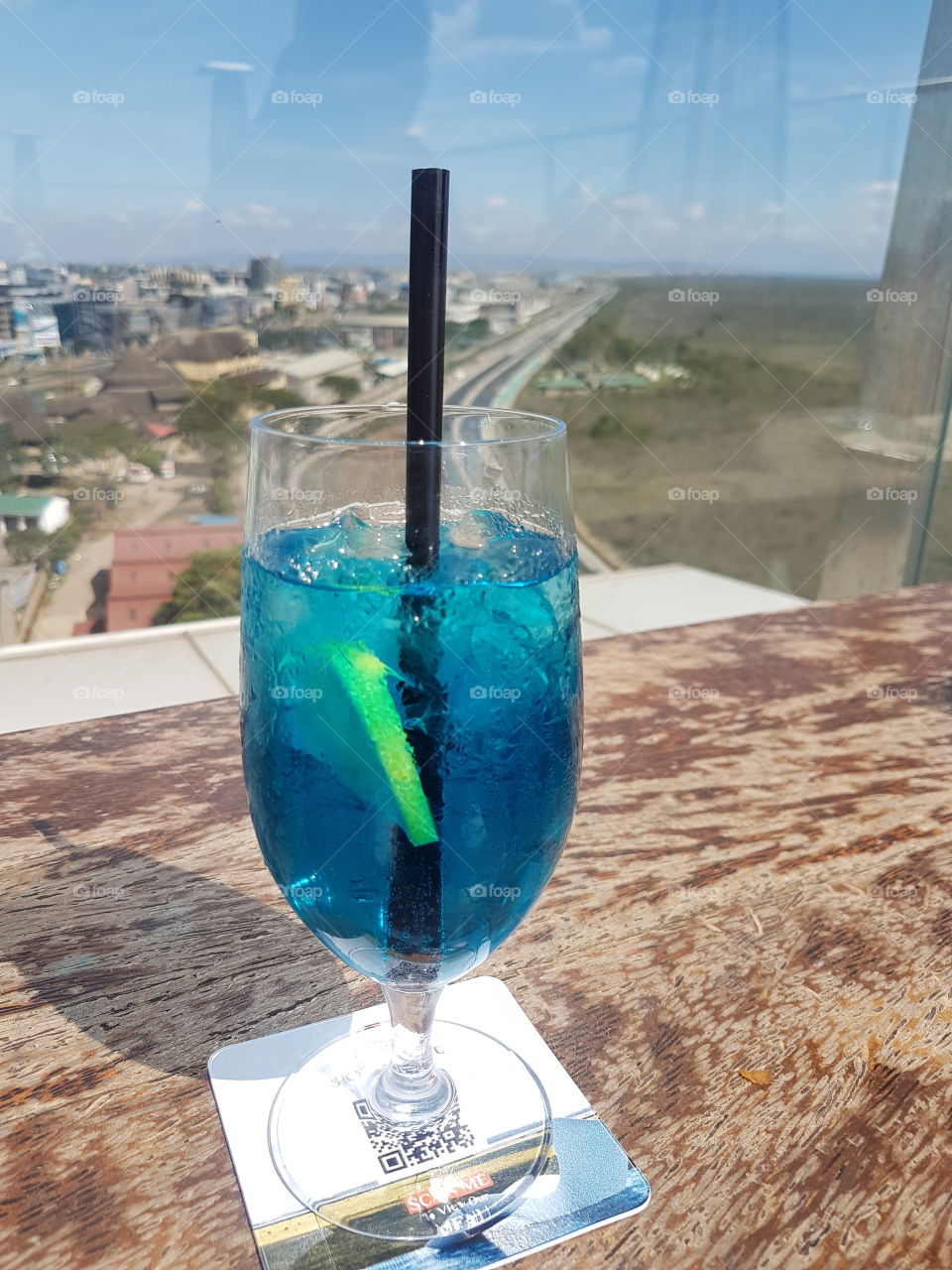 Having a drink overlooking the city and the National park.