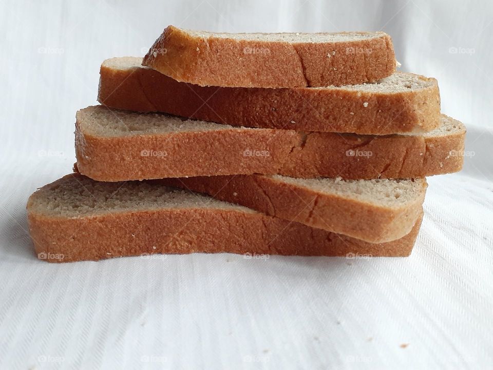 Pieces of freshly baked bread