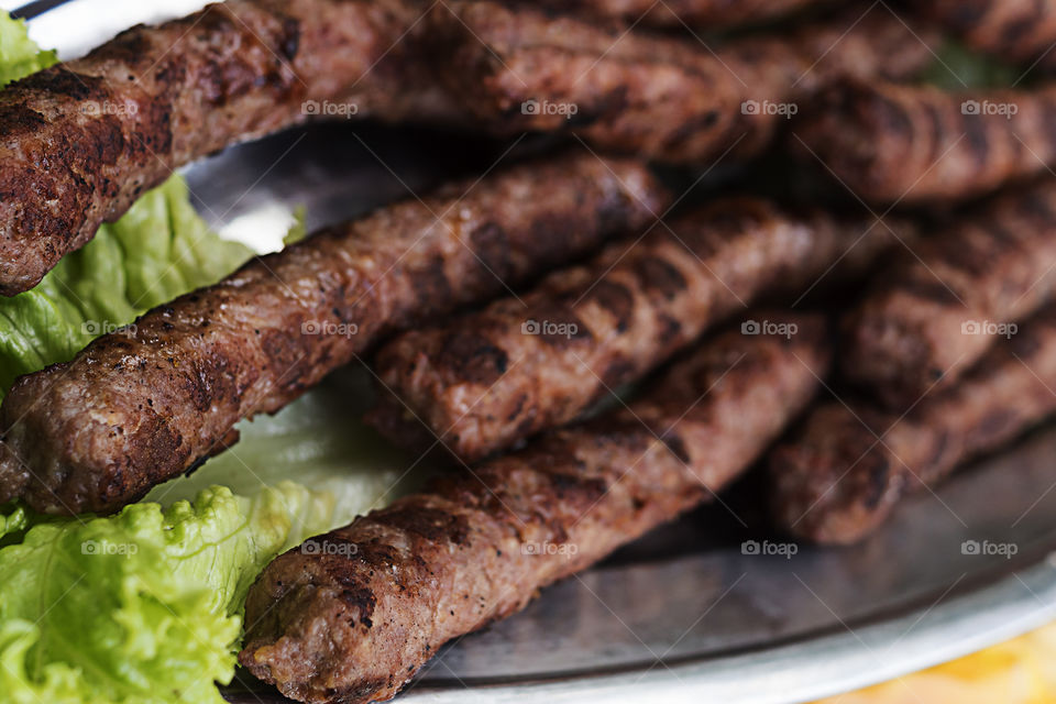 Grilled oblong rissoles