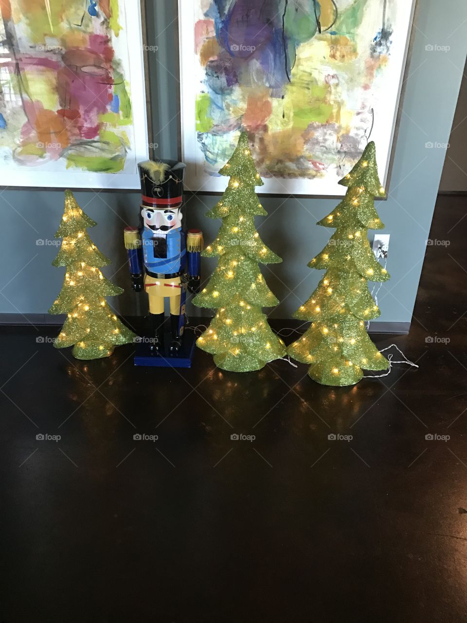 Three Christmas trees & Nutcracker 