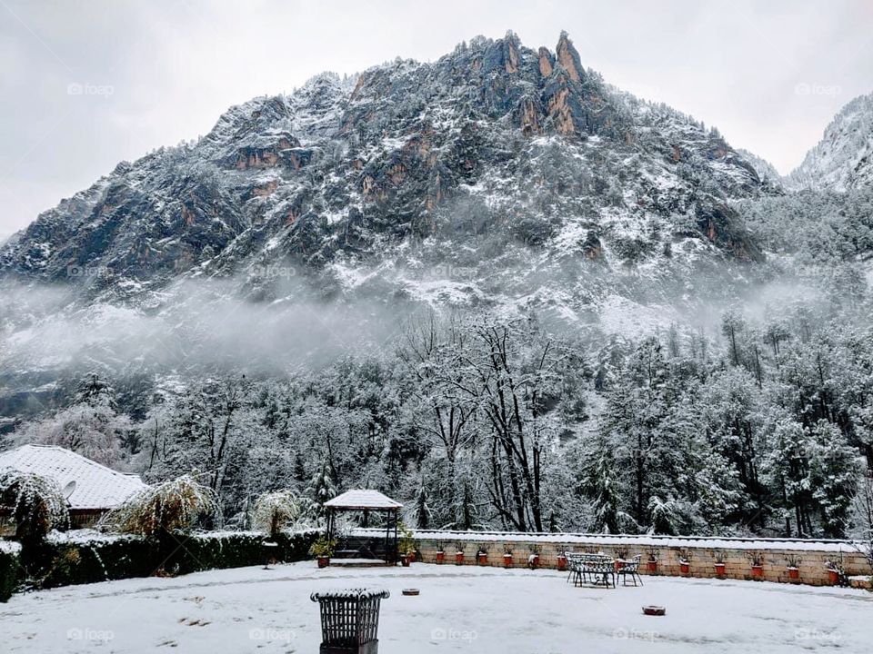 Elements of December: View of scenic snow-capped mountains in Kerala, India.