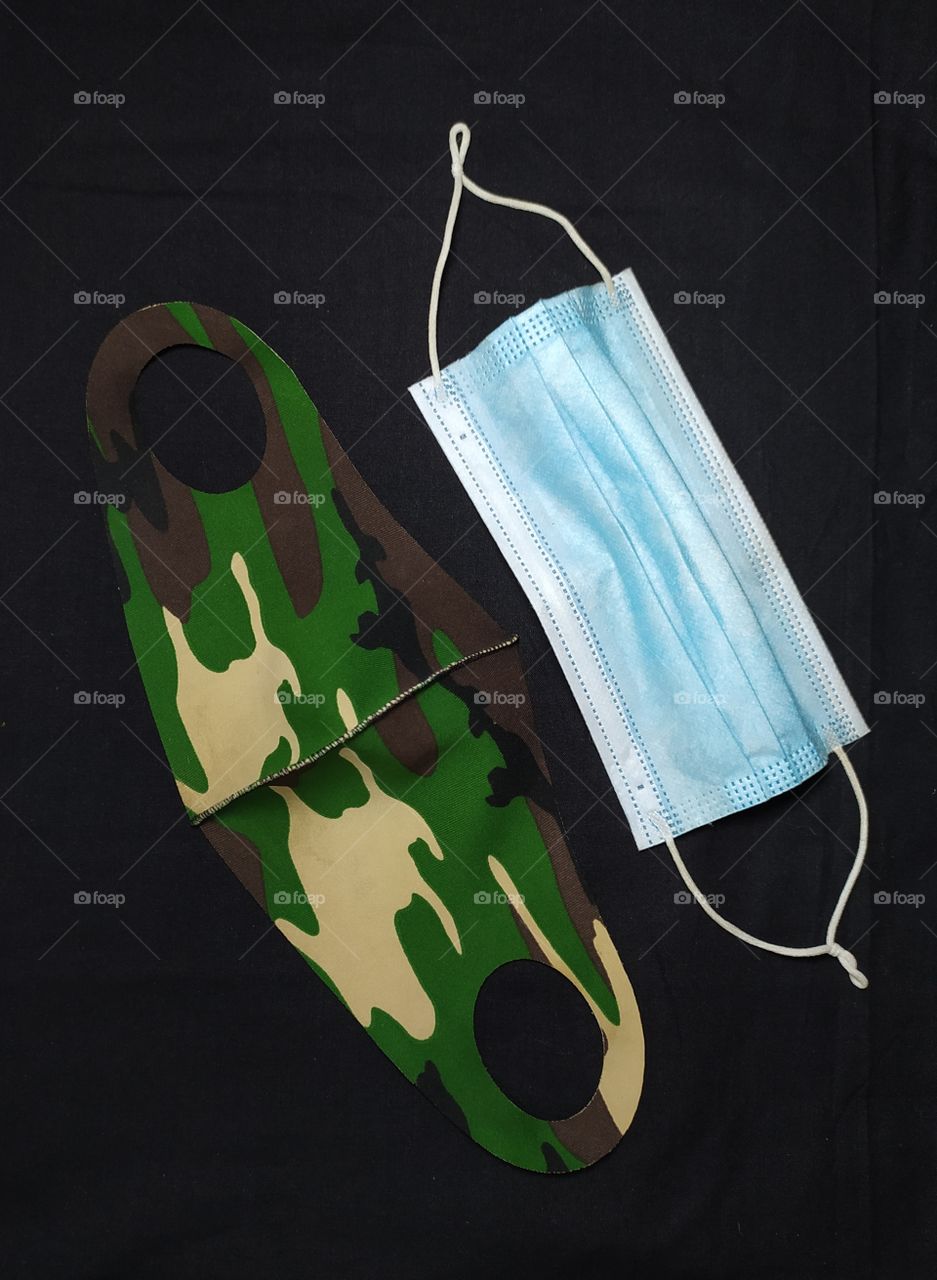 some masks with black background