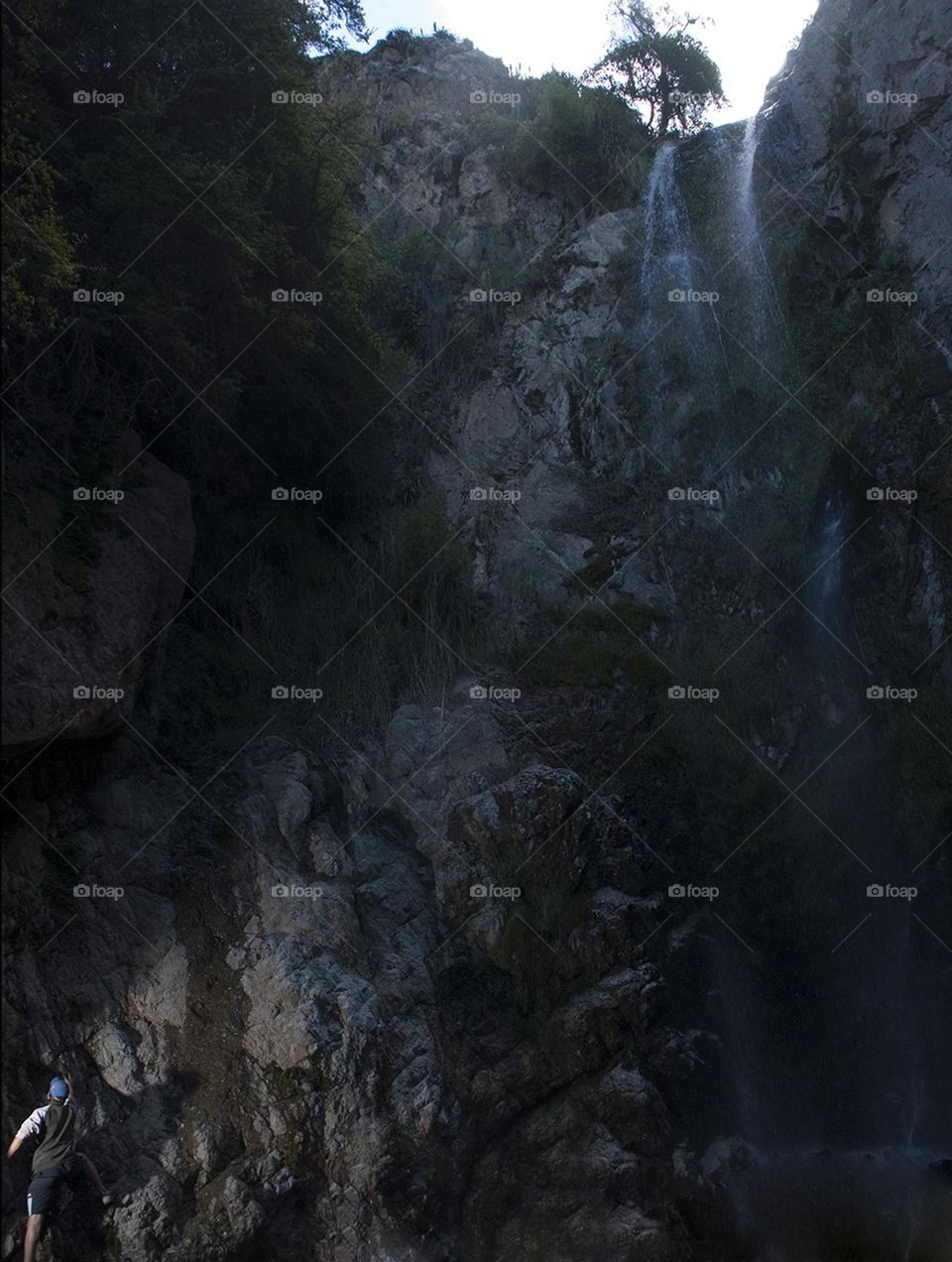 Climbing in the waterfall 