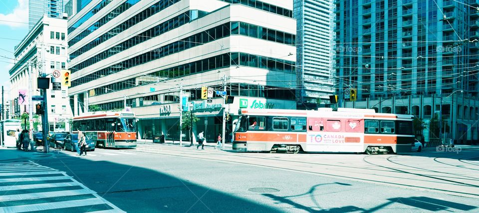 Downtown Toronto Tram Intersection