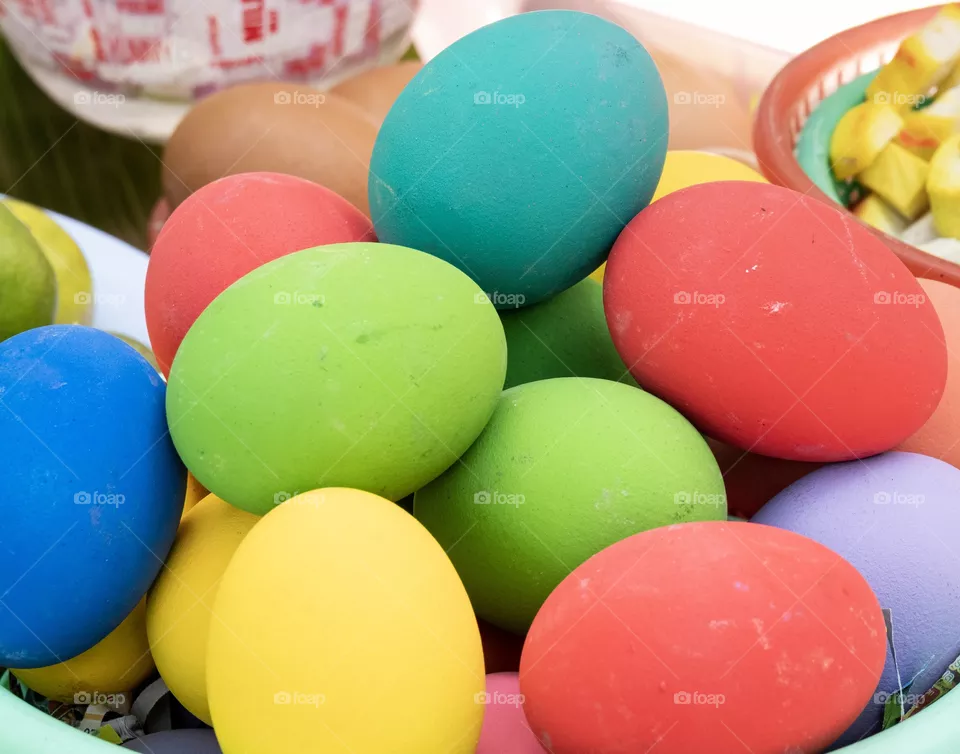 Colorful eggs at Thai market