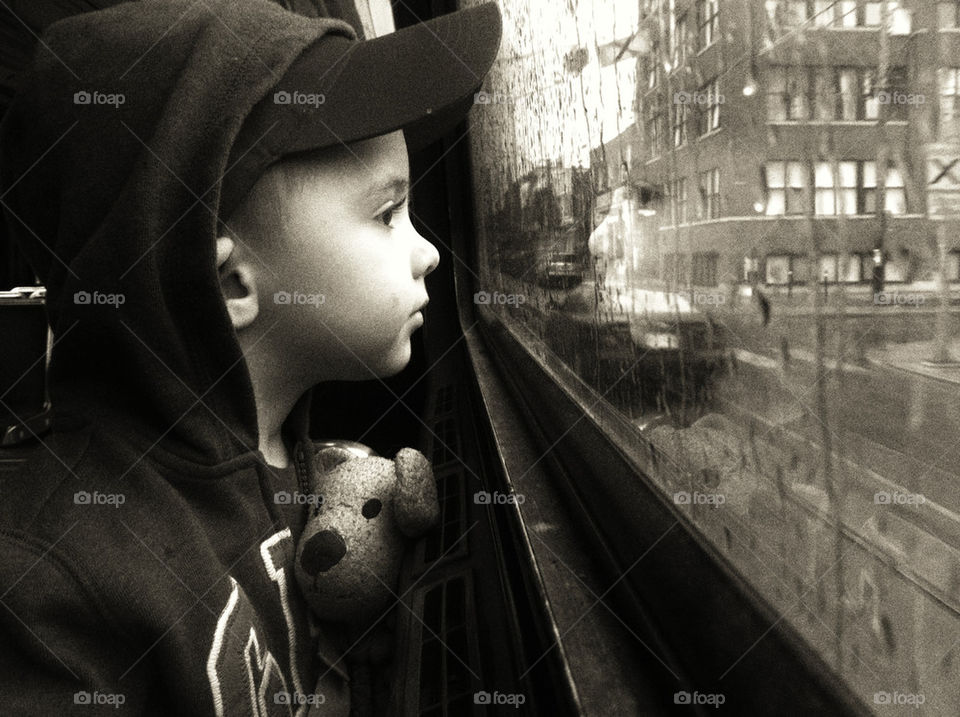 Riding the tram on a rainy day