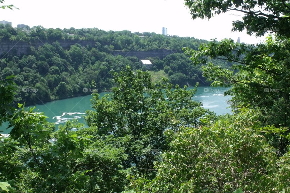 A view of the Niagara River taken in Niagara Falls, ON