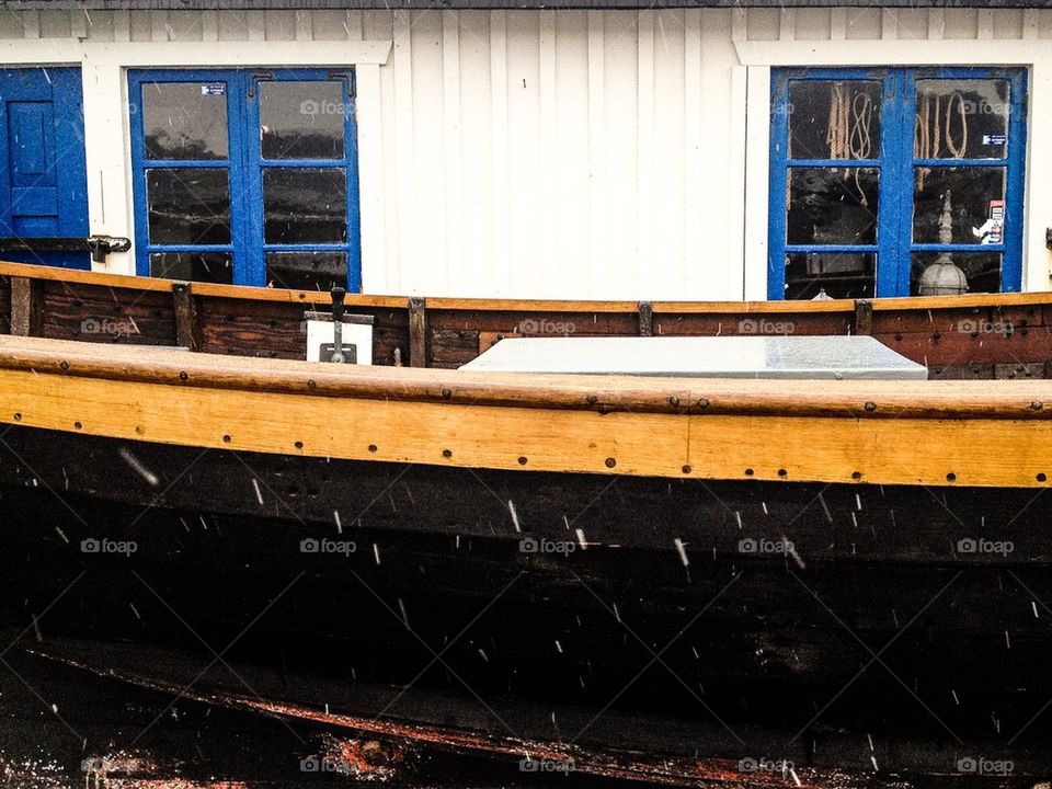 Boat on land for winter