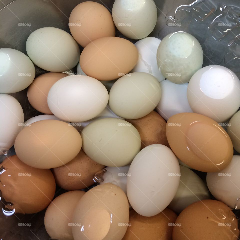 Colorful eggs. Hard boiled eggs for a lot of people!