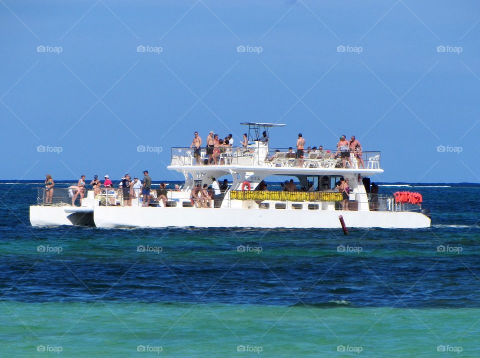 People having fun on party boat.