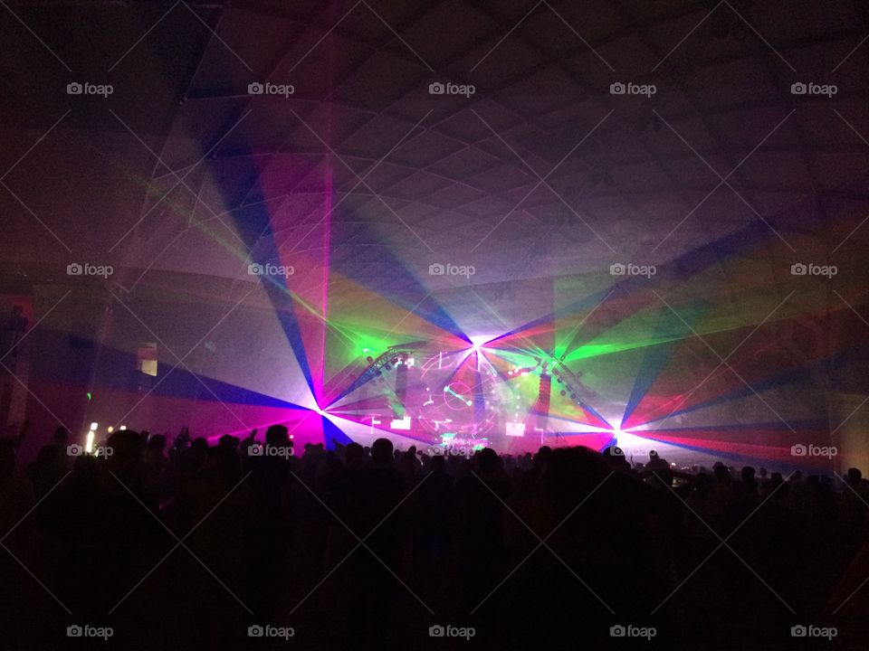 Electronic dance music festival and lasers.