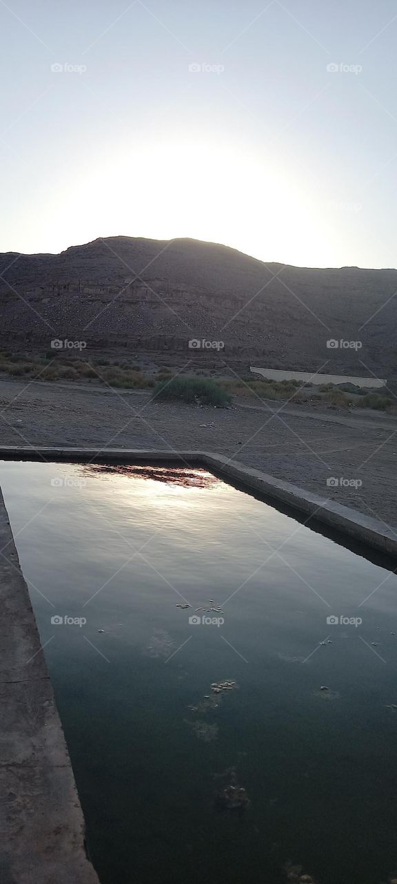 Stunning view of mountains, water and desert