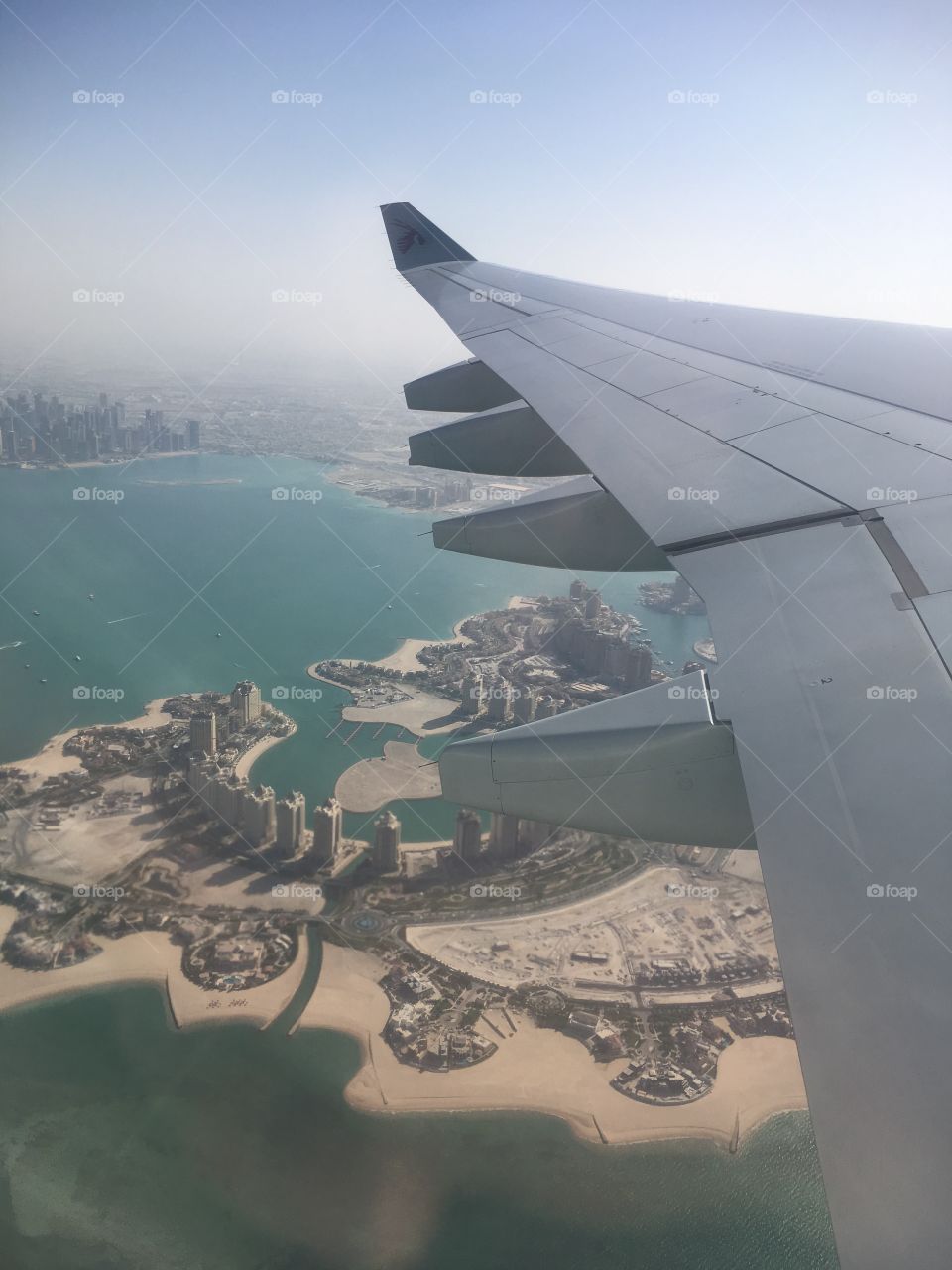 Doha, Qatar from a Boing 767 Dreamliner