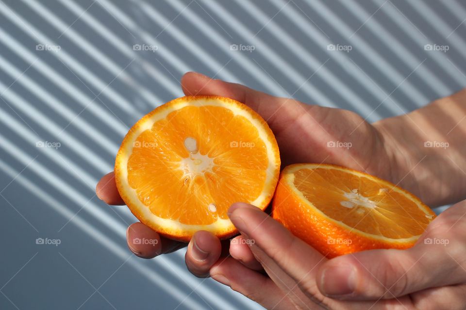 Orange, fruit, hands, Orange in hands, food, still life, abstraction