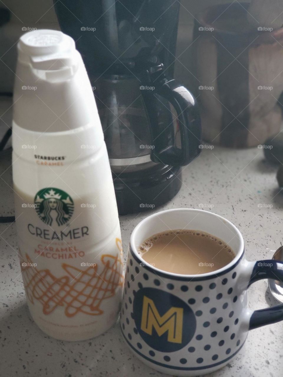 Morning coffee with creamer