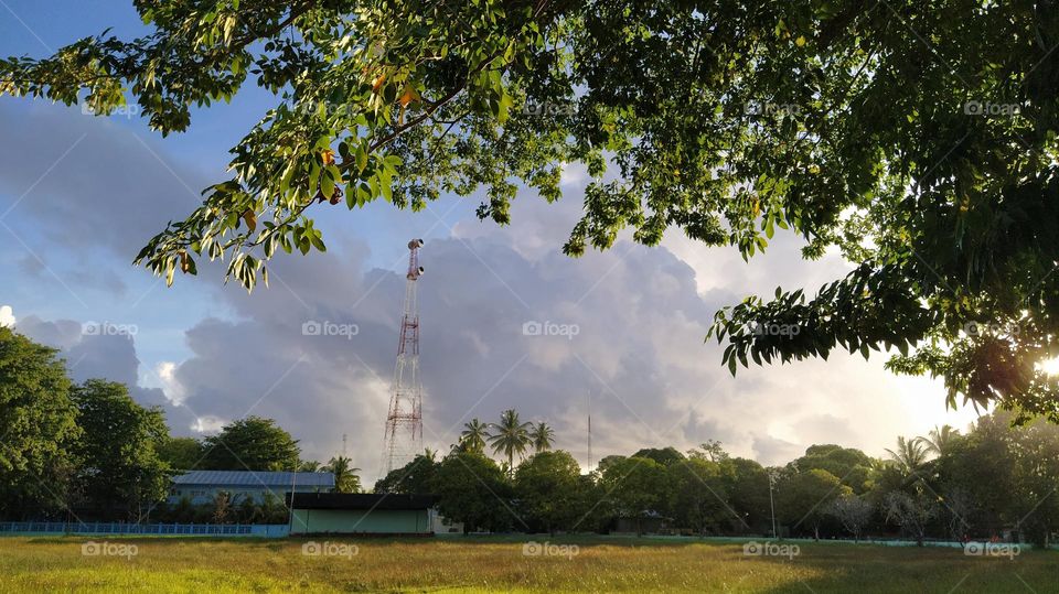 Nature view at dusk in Fuvahmulah island Maldives