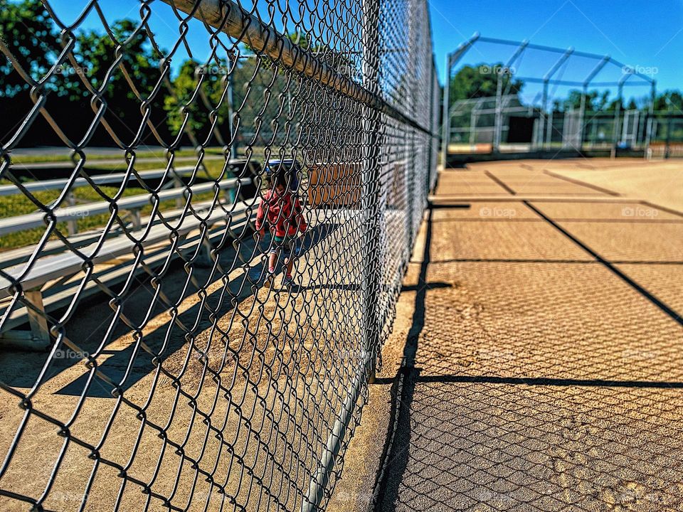 Baseball diamond, baseball field, shadows on the baseball field 