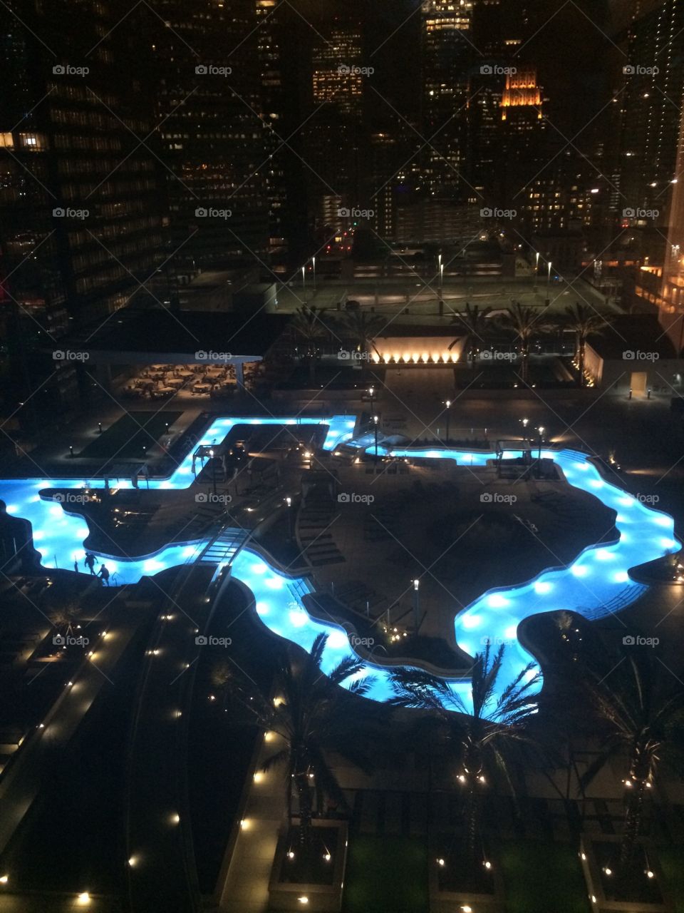 Top view of Marriott Marquis' Texas shaped lazy river in Houston. 