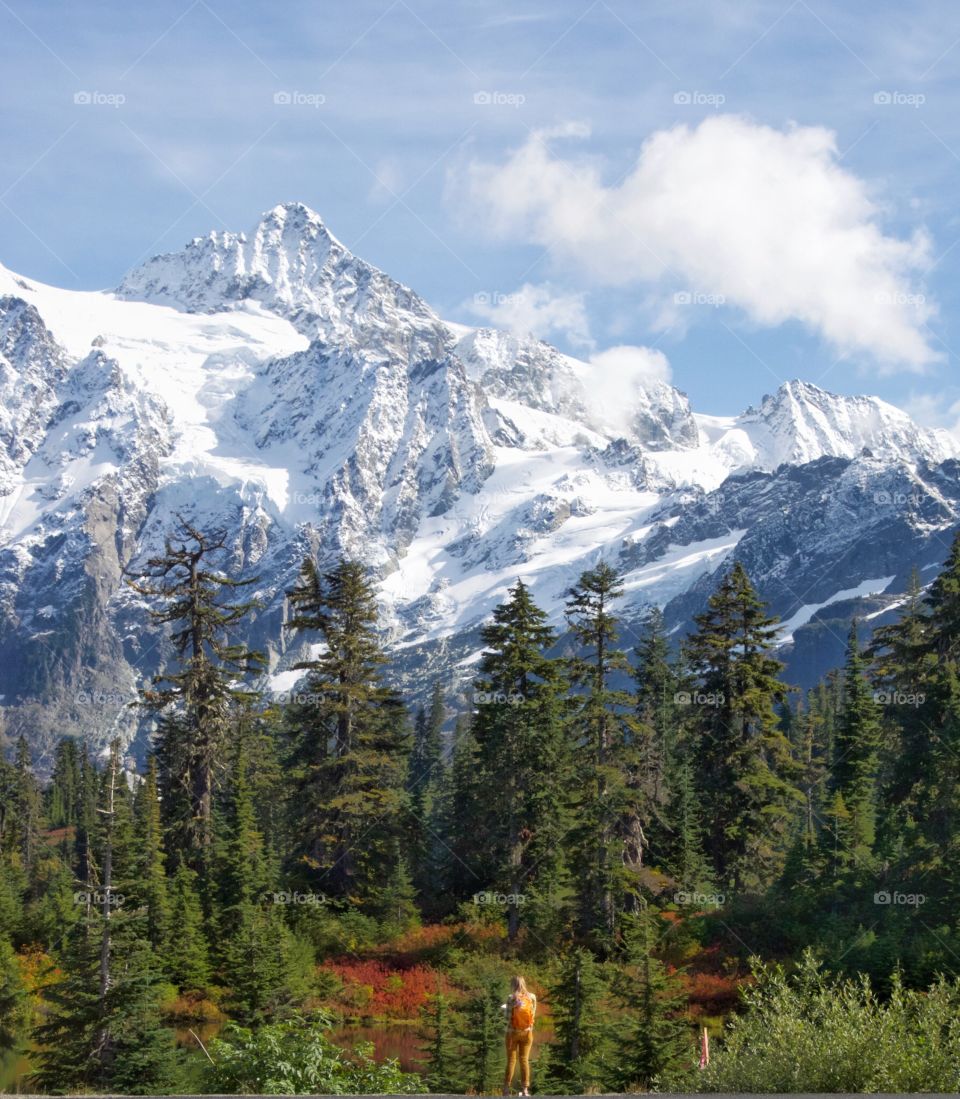 Tiny person in wilderness 