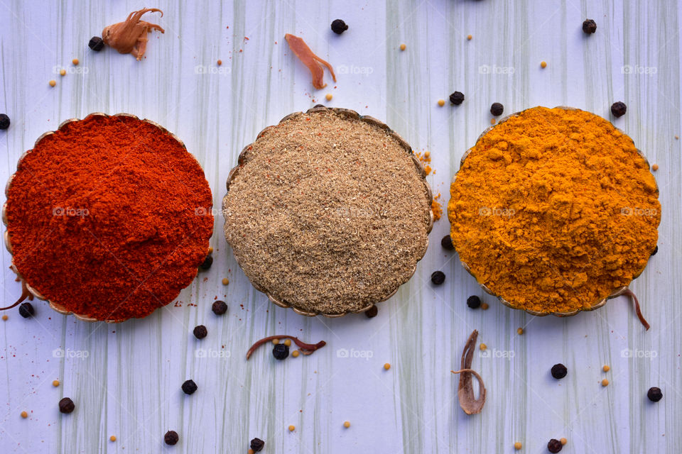 three spices chilli turmeric coriander powder