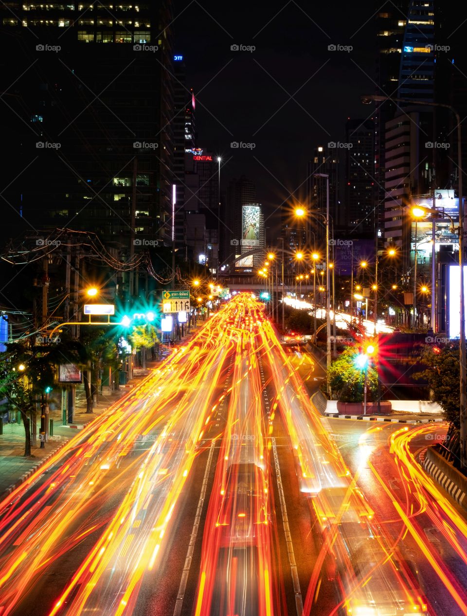 Traffic on the road before curfew in Bangkok Thailand