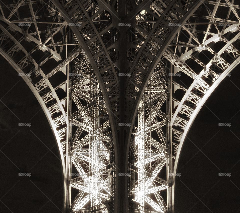 Eiffel Column Detail. The overwhelming size of the Eiffel Tower is more easily digested when viewed in segments
