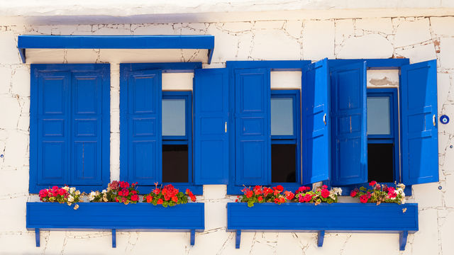 Blue windows.
