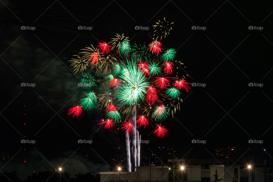 Fireworks display on the Fourth of July in Milwaukee Wisconsin