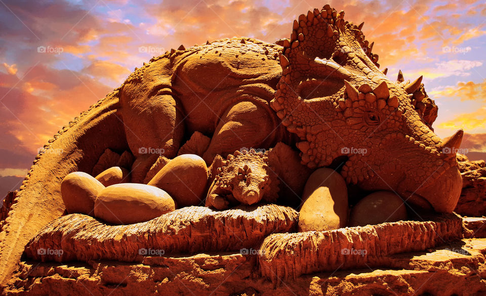 Dinosaur Under The Sunset