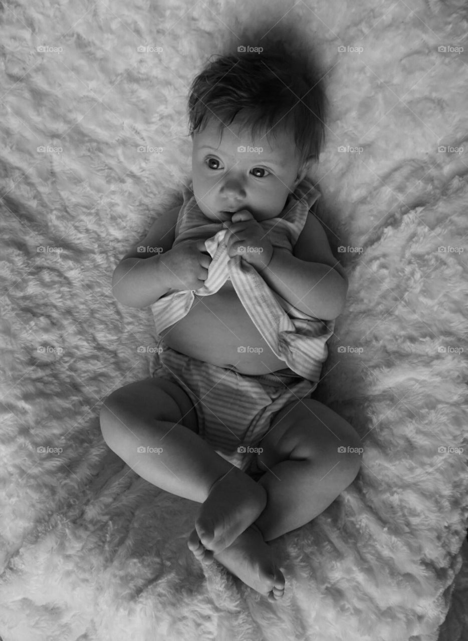 Elevated view of a cute baby