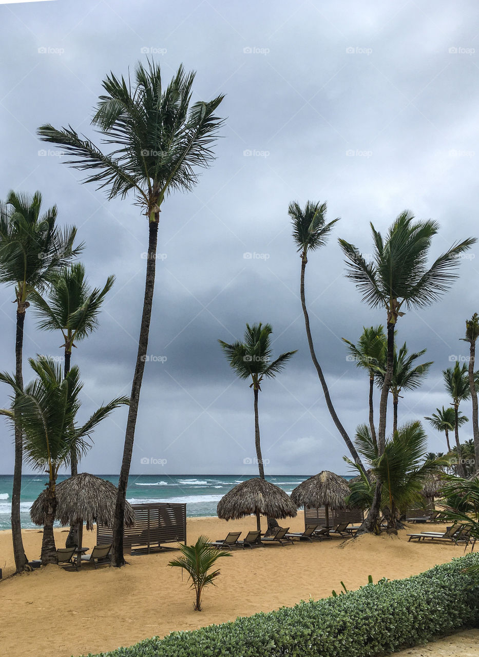 Stormy skies over paradise.  The beach is empty and will probably stay that way until it passes...