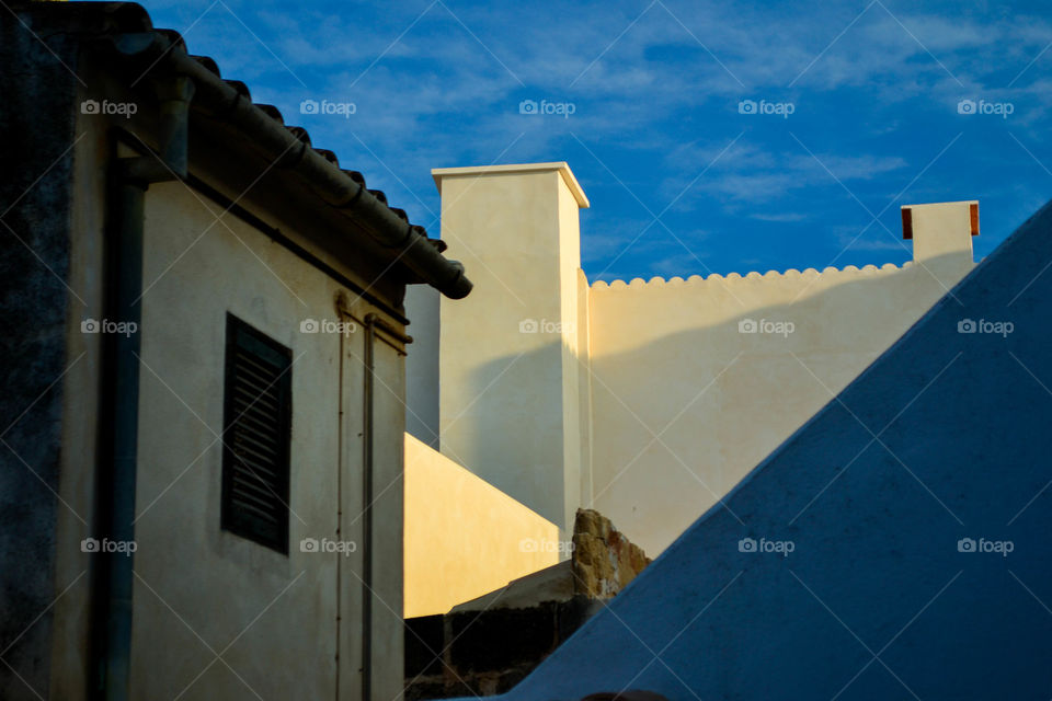 Blue sky and sunlight on building 