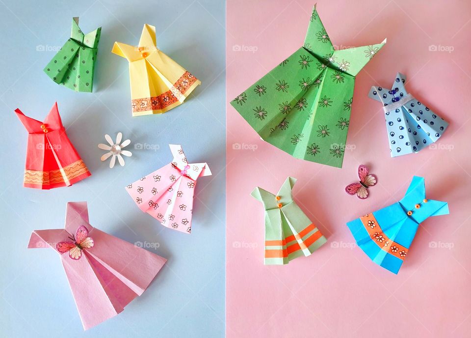 Origami, paper dresses